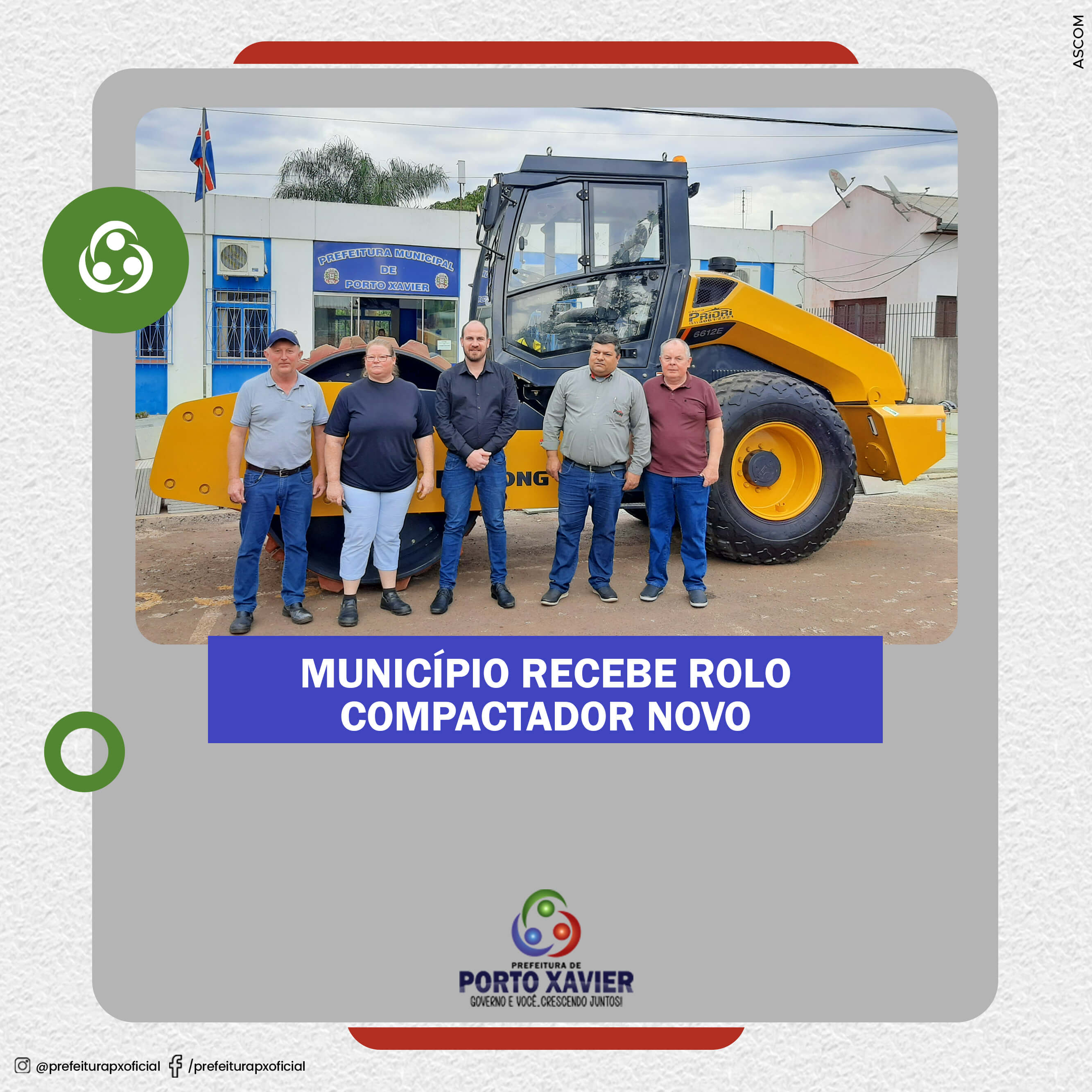 MUNICÍPIO RECEBE ROLO COMPACTADOR NOVO